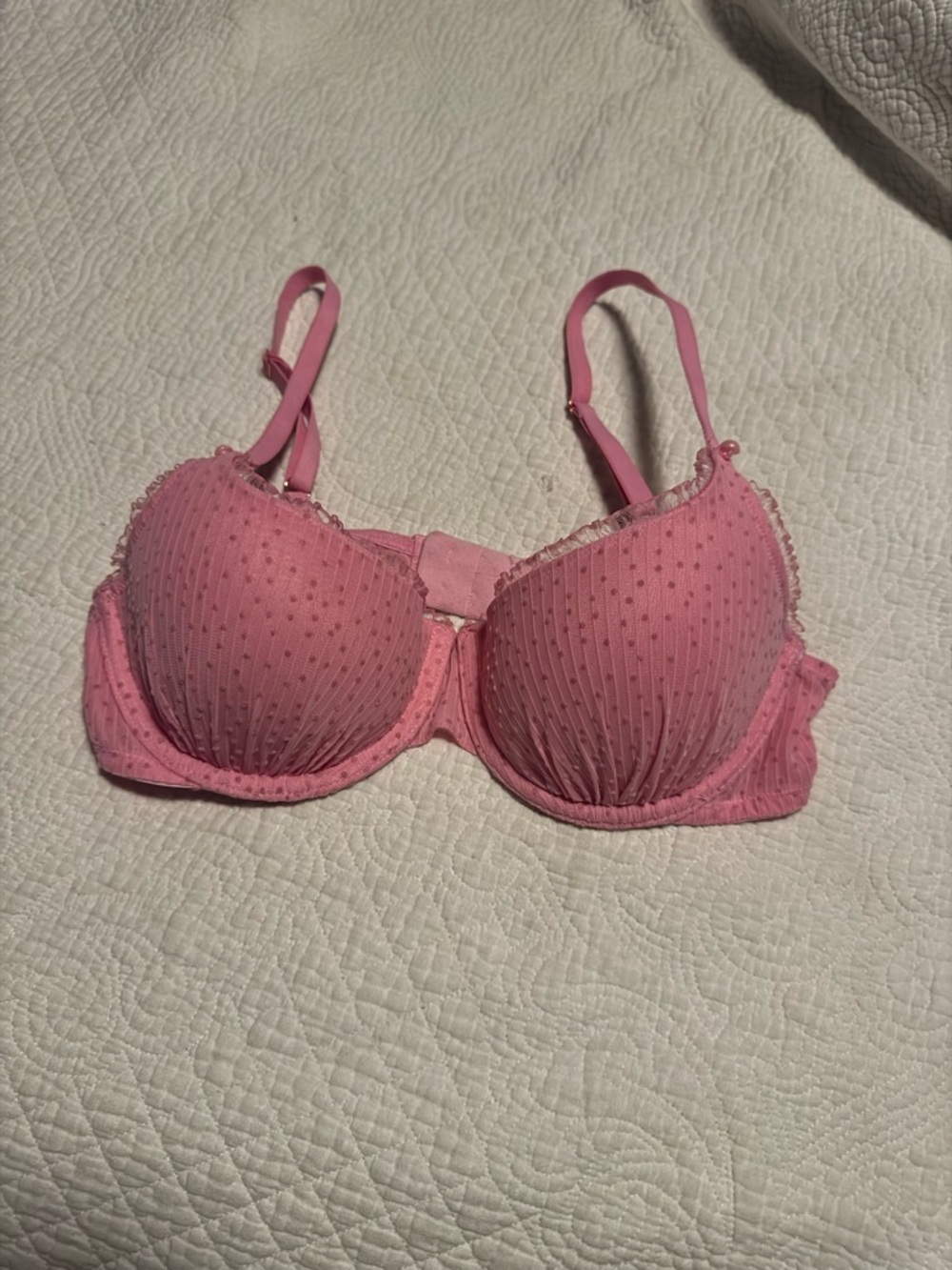 Savage X Fenty Pink Dotted Lace Balconette Bra